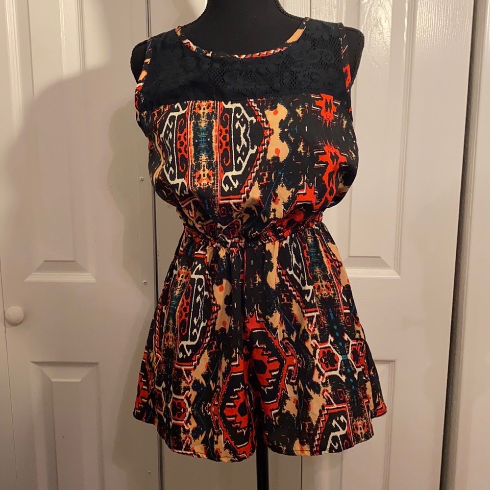 Juniors romper | small | tribal | red